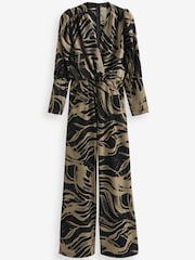 AX Paris Print Wrap Top Black and Khaki Jumpsuit - Image 5 of 5