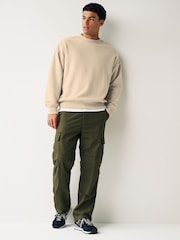 Ecru/White Oversized Jersey Cotton Rich Crew Sweatshirt - Image 2 of 7