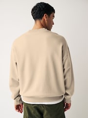 Ecru/White Oversized Jersey Cotton Rich Crew Sweatshirt - Image 3 of 7