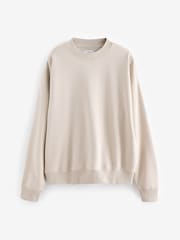 Ecru/White Oversized Jersey Cotton Rich Crew Sweatshirt - Image 5 of 7