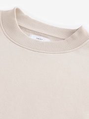 Ecru/White Oversized Jersey Cotton Rich Crew Sweatshirt - Image 6 of 7