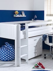 Flexa Kids White Avenue Kids Nordic Mid Sleeper With Pull-Out Desk And Chest - Image 1 of 2
