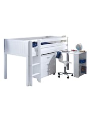 Flexa Kids White Avenue Kids Nordic Mid Sleeper With Pull-Out Desk And Chest - Image 2 of 2