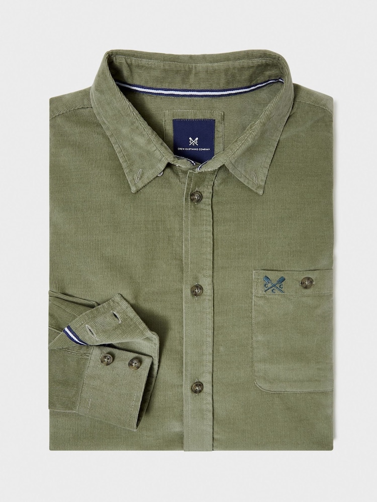 Crew Clothing Green Long Sleeve Classic Fit Cord 100% Cotton Shirt - Image 5 of 5