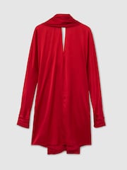 Reiss Red Ottilie Satin Cape-Detail Mini Dress - Image 2 of 9