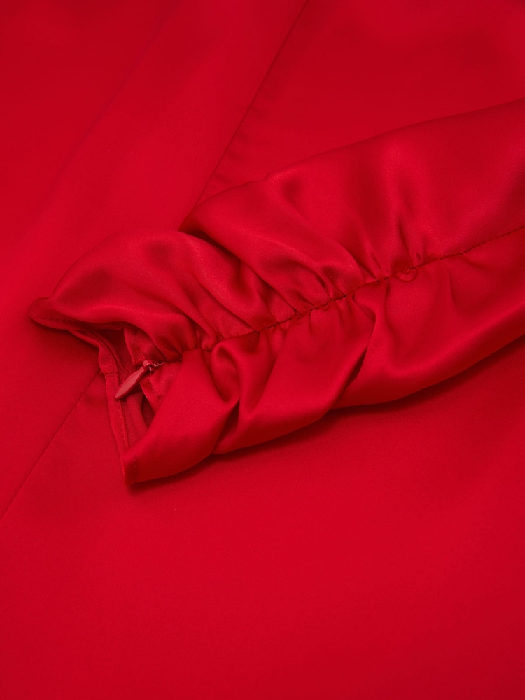Reiss Red Ottilie Satin Cape-Detail Mini Dress - Image 9 of 9 Reiss Red Ottilie Satin Cape-Detail Mini Dress - Image 9 of 9