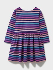 Crew Clothing Purple 100% Cotton Multi Stripe Jersey Dress - Image 2 of 3
