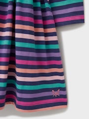 Crew Clothing Purple 100% Cotton Multi Stripe Jersey Dress - Image 3 of 3