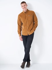 Crew Clothing Brown Long Sleeve Classic Fit Cord 100% Cotton Shirt - Image 2 of 5