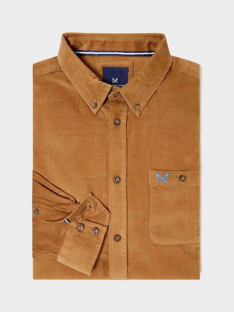 Crew Clothing Brown Long Sleeve Classic Fit Cord 100% Cotton Shirt - Image 5 of 5