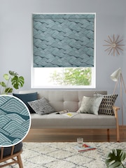 MissPrint Blue Green Frontier Made to Measure Roller Blinds - Image 1 of 6
