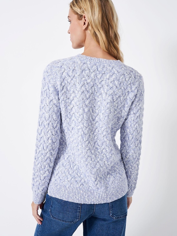 Crew Clothing Twist Yarn Cable Crew Neck Jumper - Image 2 of 5 Crew Clothing Twist Yarn Cable Crew Neck Jumper - Image 2 of 5