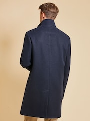 Threadbare Navy Luxe Funnel Neck Coat with Mock Layer - Image 2 of 4
