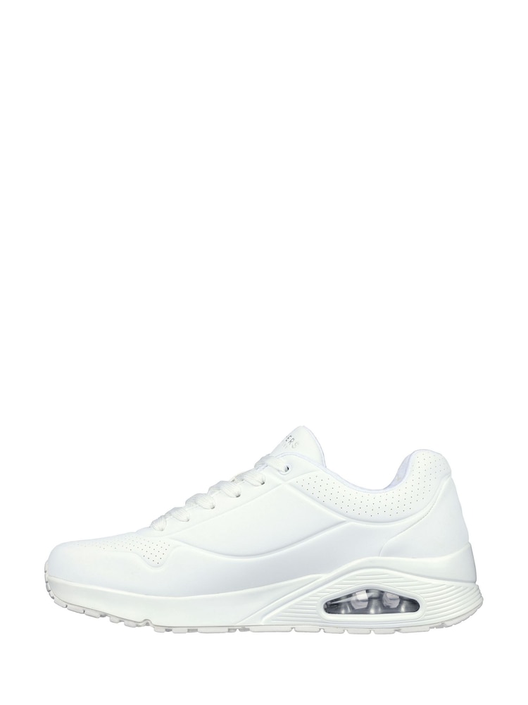 Skechers White Standard Fit Mens Uno Stand On Air Lace-Up Sports Trainers - Image 2 of 5