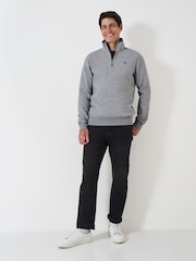 灰色白色 - Crew Clothing Classic Quarter Zip Sweatshirt - 圖片 3，共 5