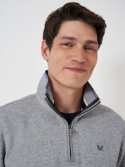 灰色白色 - Crew Clothing Classic Quarter Zip Sweatshirt - 圖片 4，共 5