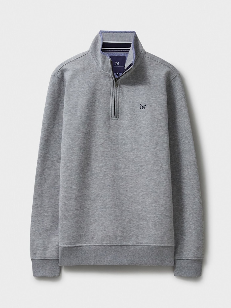 灰色白色 - Crew Clothing Classic Quarter Zip Sweatshirt - 圖片 5，共 5