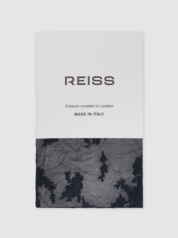Reiss Teal Lyra Floral Patterned Sheer Tights - Image 2 of 3 Reiss Teal Lyra Floral Patterned Sheer Tights - Image 2 of 3