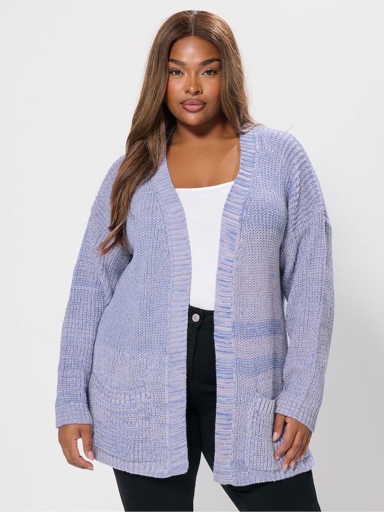 Yours Curve Purple Pocket Cardigan - Image 1 of 5