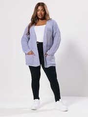 Yours Curve Purple Pocket Cardigan - Image 2 of 5