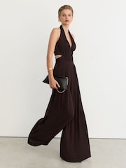 Reiss Lainey Halterneck Pleated Wide-Leg Jumpsuit - Bild 1 von 7