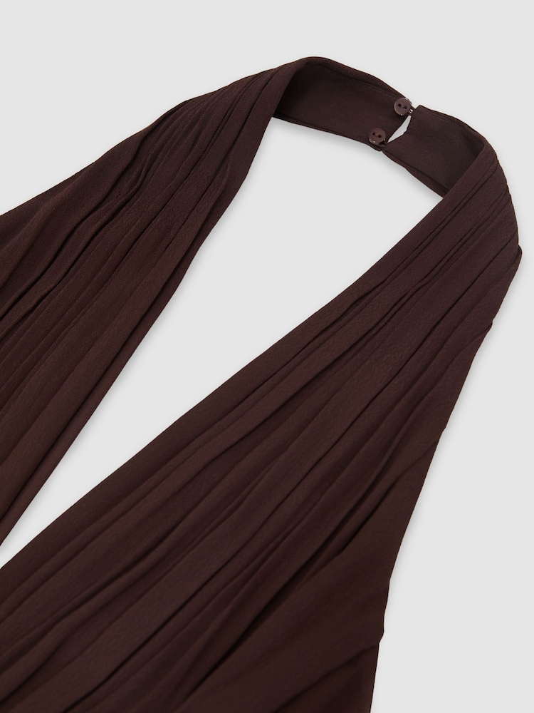 Reiss Lainey Halterneck Pleated Wide-Leg Jumpsuit - Bild 7 von 7 Reiss Lainey Halterneck Pleated Wide-Leg Jumpsuit - Bild 7 von 7