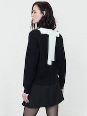 French Connection Black Davan Bow Aplique Jumper - Image 1 of 7