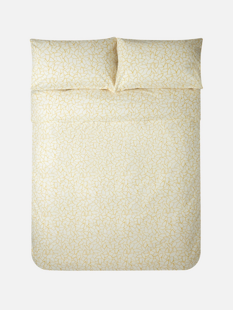 Jasper Conran London Yellow Mini Leaves 200 TC Percale 100% Cotton Duvet Set - Image 2 of 4