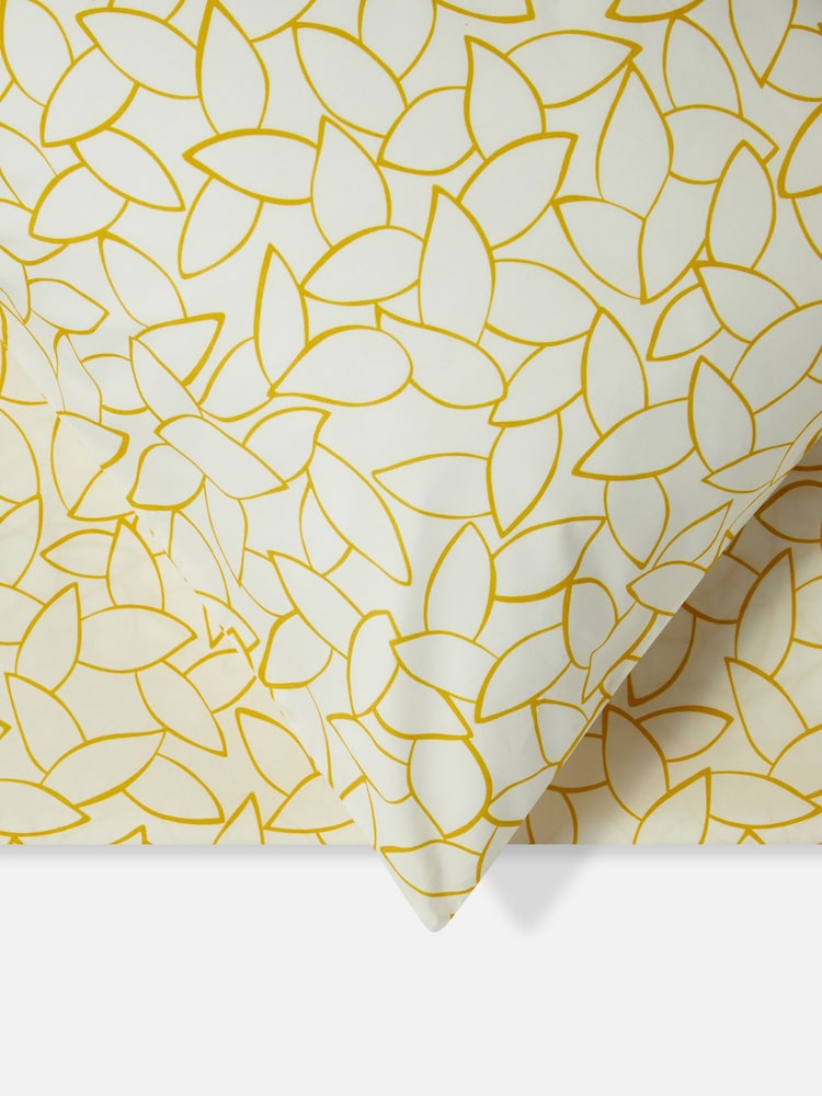 Jasper Conran London Yellow Mini Leaves 200 TC Percale 100% Cotton Duvet Set - Image 4 of 4