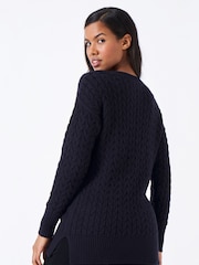 Crew Clothing Edna Longline Cable V-Neck Jumper - Image 3 of 5