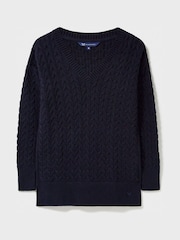 Crew Clothing Edna Longline Cable V-Neck Jumper - Image 4 of 5