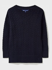 Crew Clothing Edna Longline Cable V-Neck Jumper - Image 5 of 5
