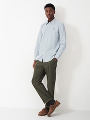 Crew Clothing Blue Slim Fit Peached Poplin Tattersall 100% Cotton Shirt - Image 1 of 5
