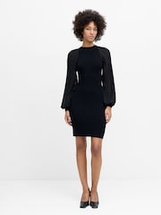French Connection Black Krista Organza Ruffle Dress - Image 2 of 6