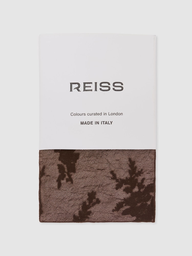Reiss Brown Lyra Floral Patterned Sheer Tights - Image 2 of 3 Reiss Brown Lyra Floral Patterned Sheer Tights - Image 2 of 3