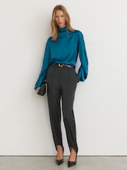 Reiss Cobalt Blue Meena Silk High-Neck Blouse - Image 3 of 7