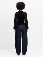 French Connection Black Krista Mix Pleated Sleeve Blouse - Image 4 of 6