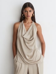 Reiss Dia Jacquard Draped Sleeveless Top - Image 1 sur 8
