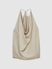 Reiss Dia Jacquard Draped Sleeveless Top - Image 2 sur 8