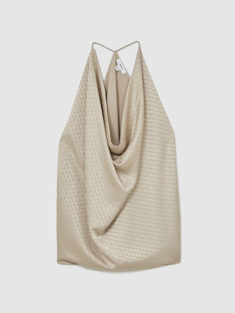 Reiss Dia Jacquard Draped Sleeveless Top - Image 2 sur 8