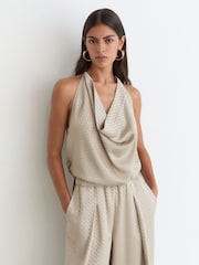Reiss Dia Jacquard Draped Sleeveless Top - Image 6 sur 8