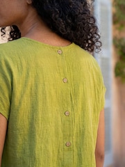 Roman Green Buttoned Back Shell Top - Image 4 of 4