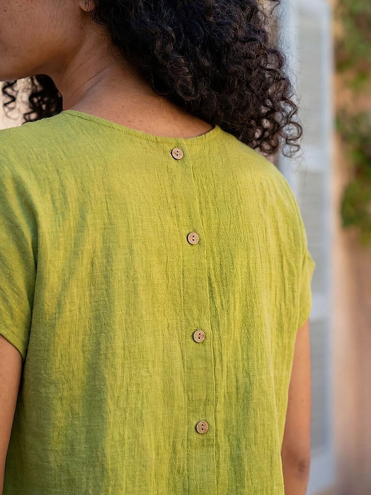 Roman Green Buttoned Back Shell Top - Image 4 of 4