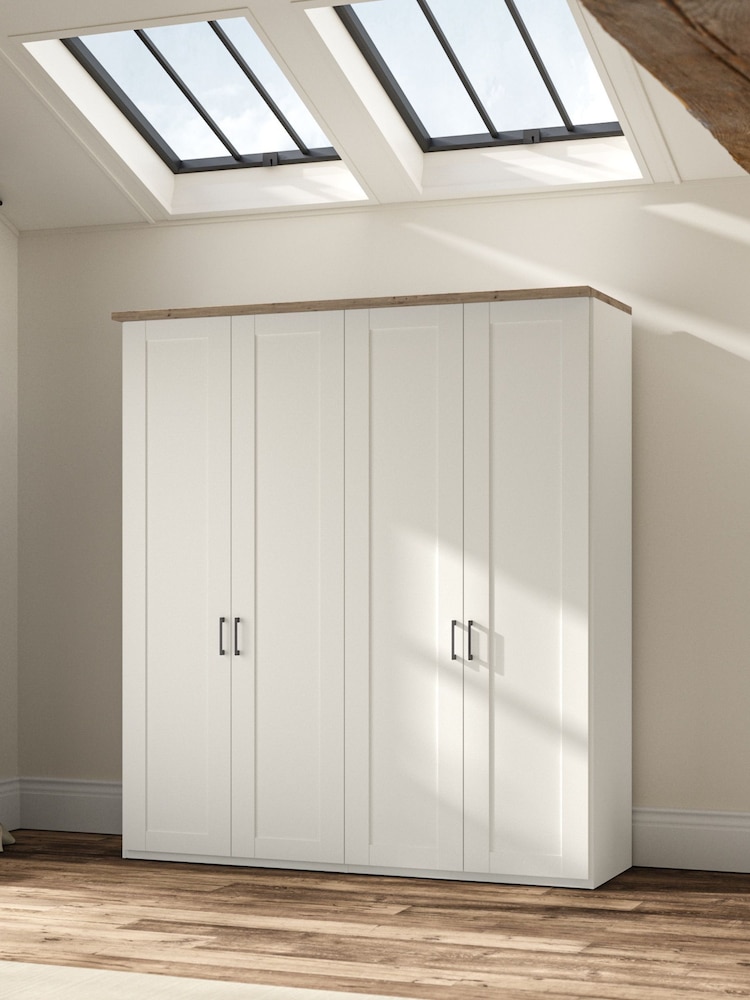 Wiemann White Truro 4 Door Wood Semi Fitted Wardrobe - Image 1 of 3