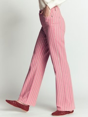 Boden Pink Stripe High Rise Column Leg Jeans - Image 5 of 6