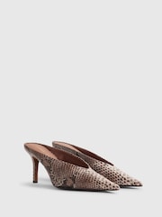 River Island Pink Olivia Attwood Snake Print Heeled Court Shoes - Image 2 of 5