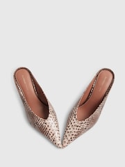 River Island Pink Olivia Attwood Snake Print Heeled Court Shoes - Image 4 of 5