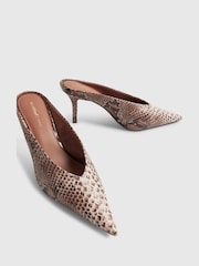 River Island Pink Olivia Attwood Snake Print Heeled Court Shoes - Image 5 of 5