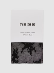 Reiss Black Lyra Floral Patterned Sheer Tights - Image 2 of 4