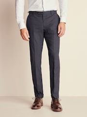 Navy Blue Slim Fit Herringbone Suit Trousers - Image 1 of 7